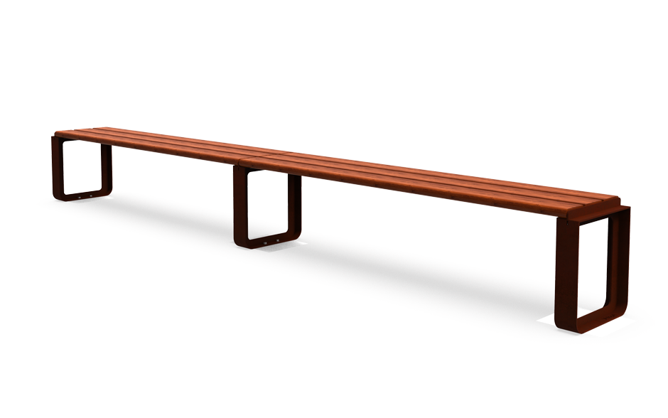 Reposa Bank Cortenstahl und Bambus ohne Rückenlehne Anbauelement