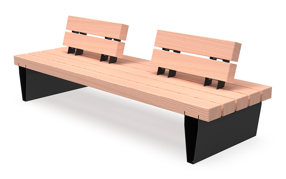 Robust Line Bank einseitig Stahl mit Rückenlehne