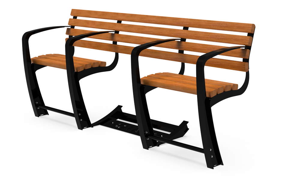 Vivanti Seniorenbank Holz mit Rückenlehne und Gehwagenvorrichtung 1+1-Sitzer