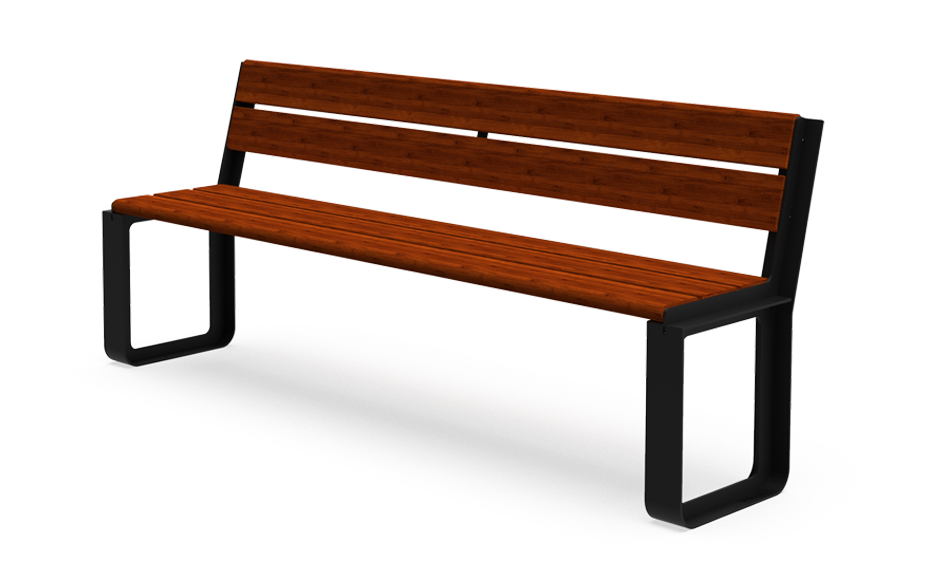 Reposa Bank Stahl und Bambus mit Rückenlehne