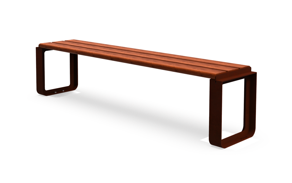 Reposa Bank Cortenstahl und Bambus ohne Rückenlehne