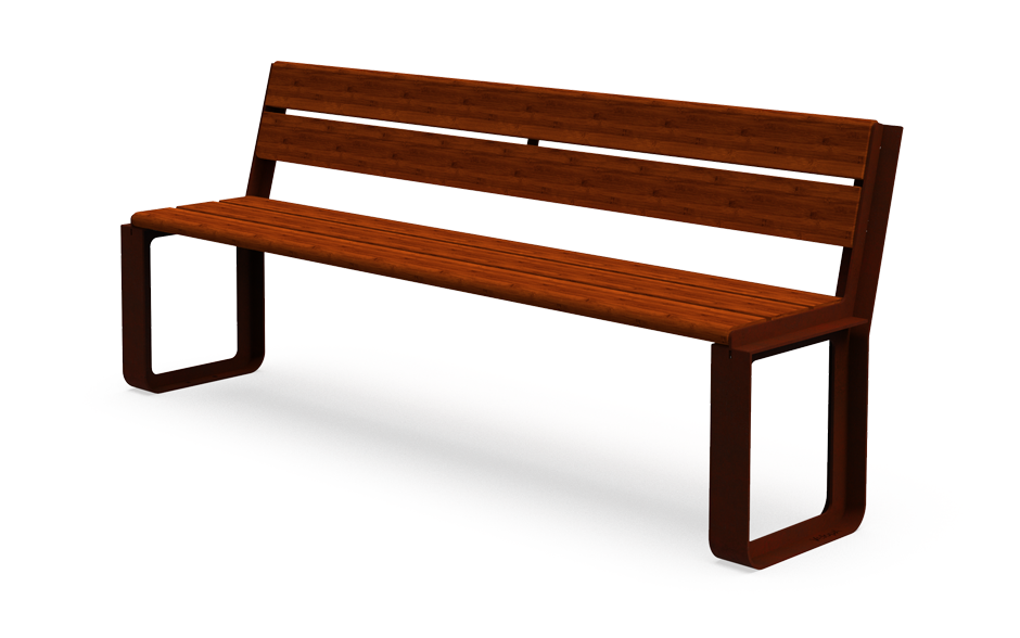 Reposa Bank Cortenstahl und Bambus mit Rückenlehne