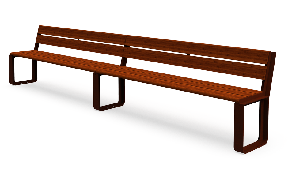 Reposa Bank Cortenstahl und Bambus mit Rückenlehne Anbauelement