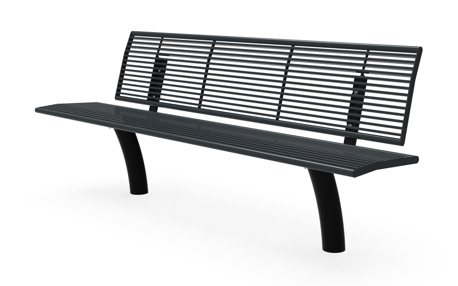 Delta Bank Stahl, einseitig mit Rückenlehne