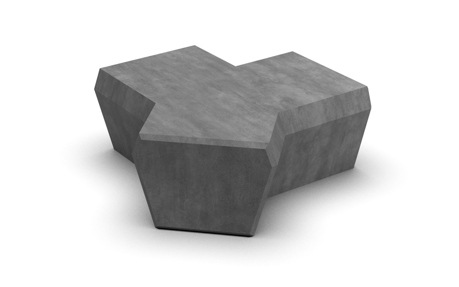 Rino Bank aus nachhaltigem Beton dreiarmig