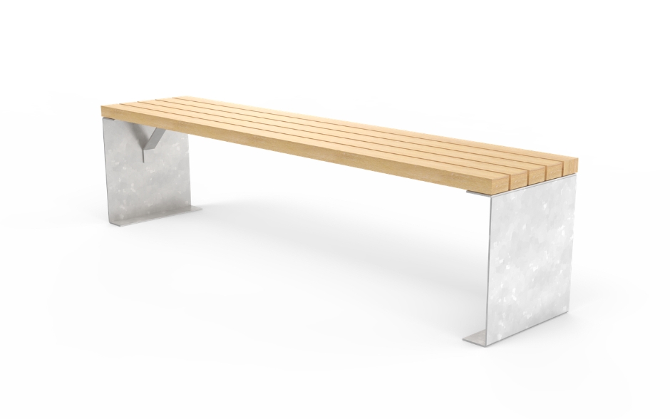 LINN Bank Stahl und Holz ohne Rückenlehne