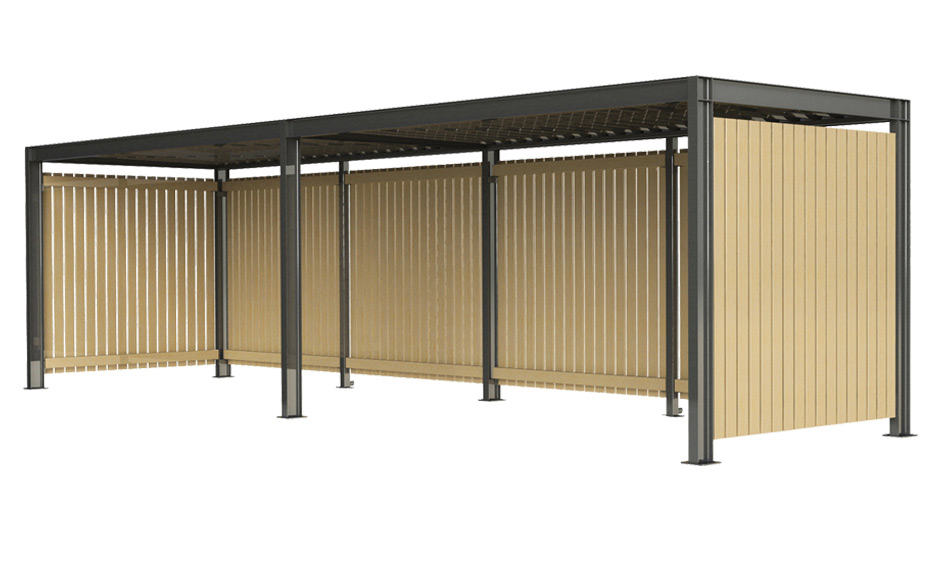 Structura Fahrradüberdachung mit vertikaler Belattung