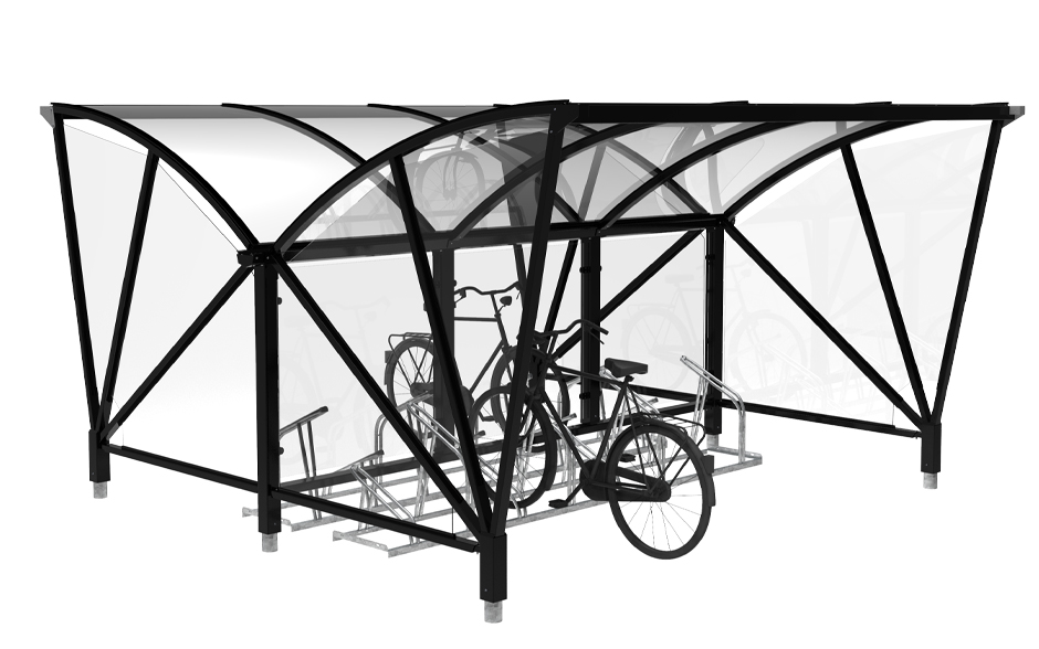 Riksja Fahrradüberdachung beidseitig offen